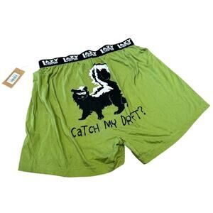 Lazy One "Catch My Drift" Skunk Boxers Sz XL B744 Green Relaxed NWT Underwear